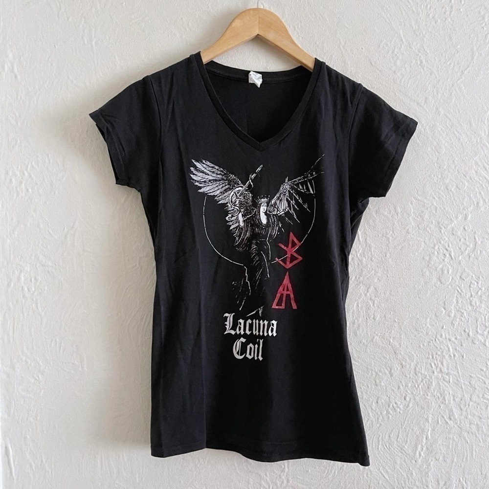 ⚡️10$ sale⚡️ Lacuna Coil Black V-Neck Graphic Tee Size M